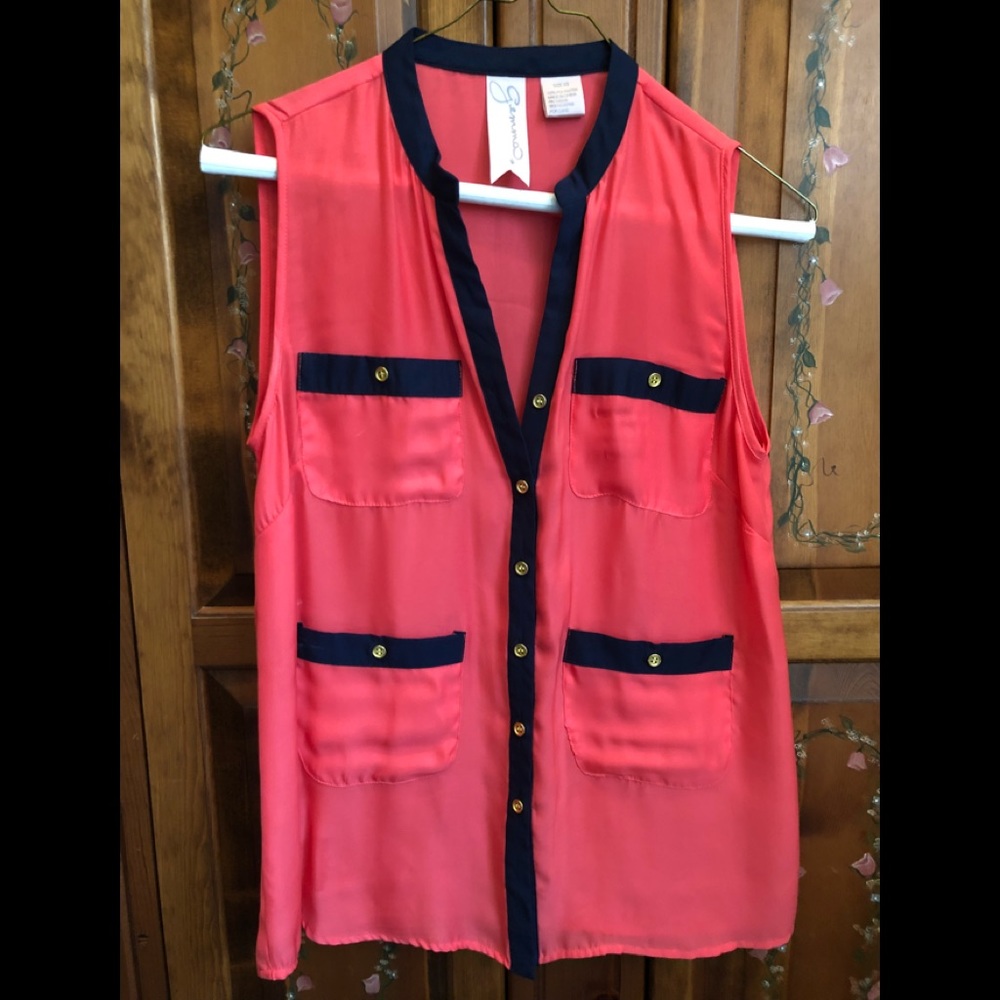 Pink and Navy Tank - SIze XS